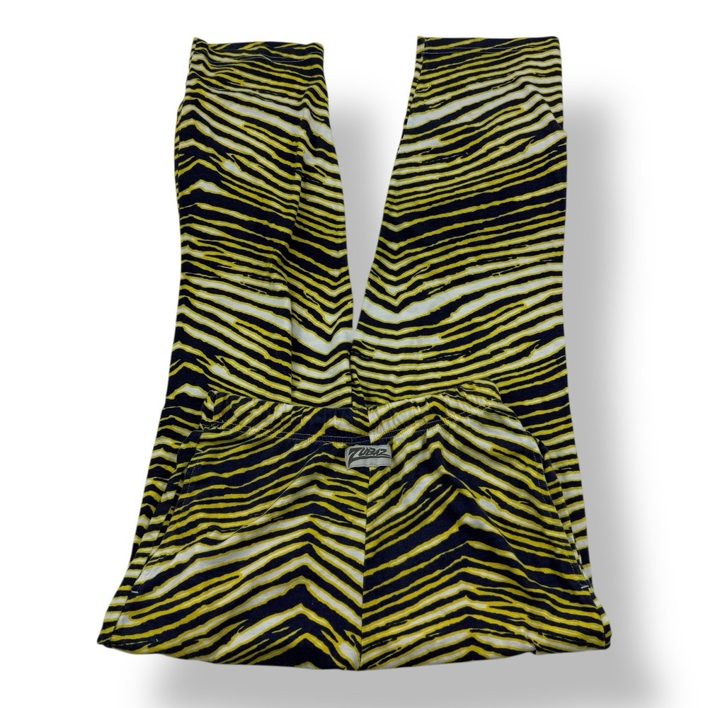 Zubaz Blue Yellow‎ Tiger Stripe Drawstring Relaxed Fit Pants Men's Size Medium